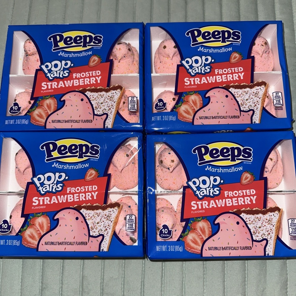 Peeps, POP-TARTS frosted strawberry flavor marshmallow Easter Candy Fresh‎ 4 Pk